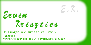 ervin krisztics business card